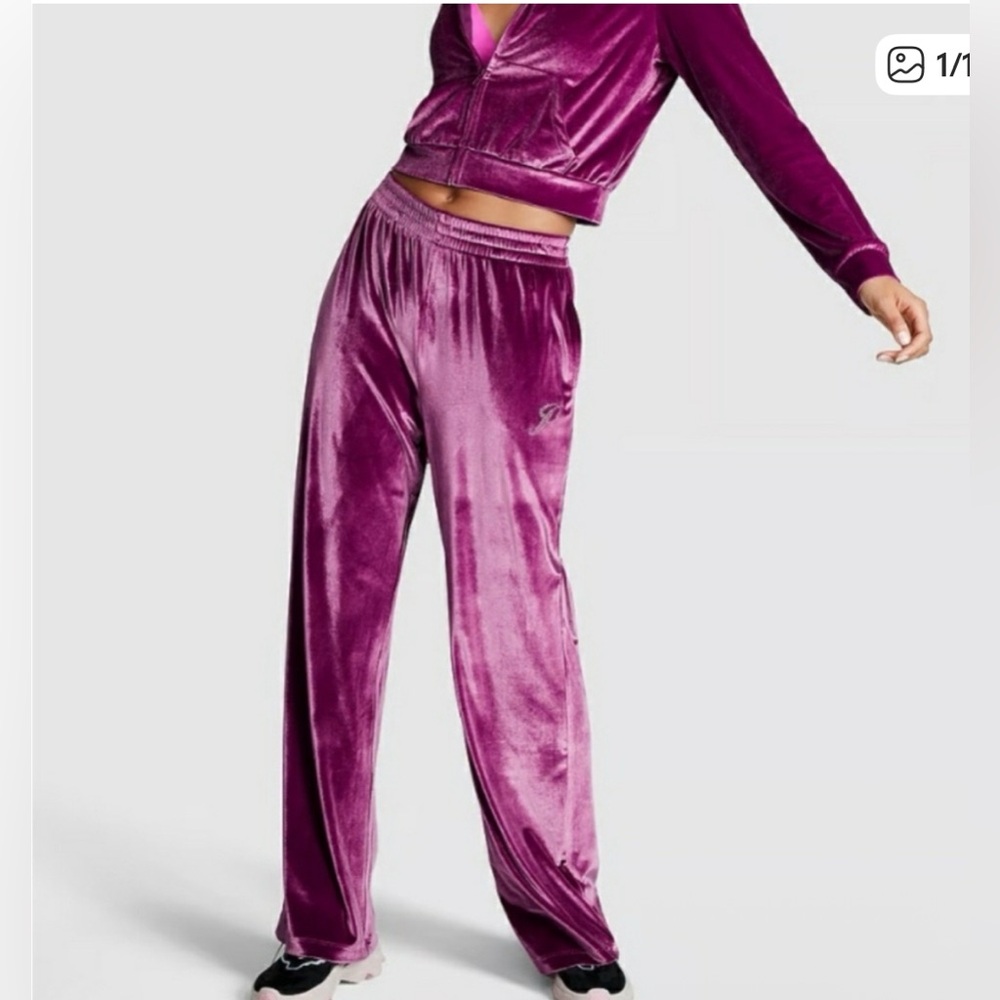 PINK Victoria’s Secret Purple Velour Set two pc new with tag